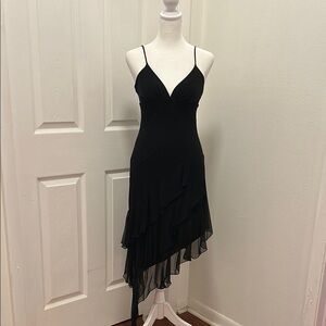 Bebe Black Asymmetrical Slip Dress